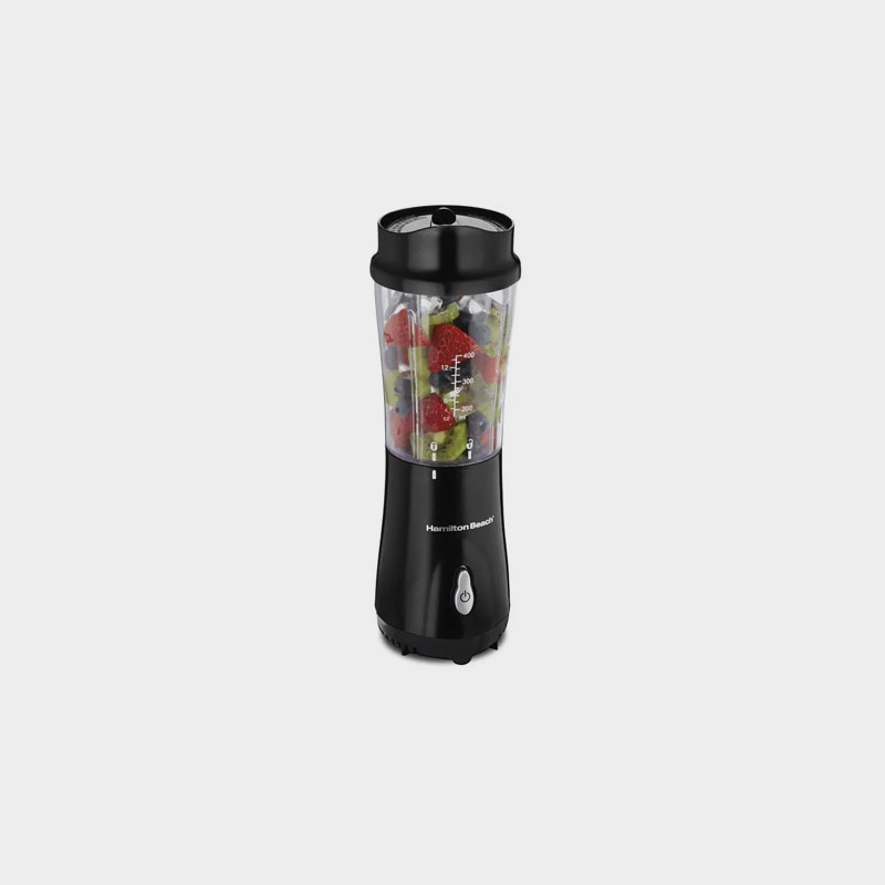 Hamilton Beach Personal Blender with Travel Lid for Smoothies and Shakes,  Portable, Fits Most Car Cup Holders, Black, 51101